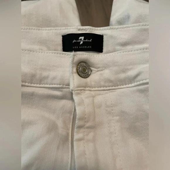 7 for all mankind white cropped Alexa high rise waist fringe at bottom size 32 - Picture 12 of 13